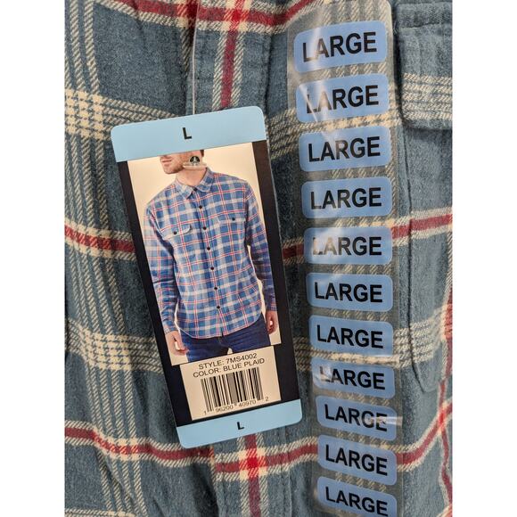 Lucky Brand Flannel Shirt L Blue Plaid 7MS4002 Humboldt Woven‎ Western Classic - Picture 5 of 10
